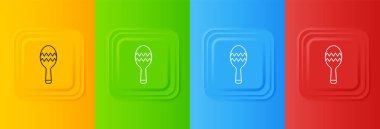 Beyaz Marakas simgesi renkli arkaplanda izole edildi. Meksika müzik enstrümanı. Kare düğmelere simgeleri yerleştir. Vektör.