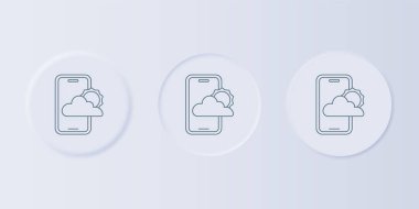 Gri hava tahmini ikonu gri arkaplanda izole edildi. Kare düğmelere simgeleri yerleştir. Vektör.