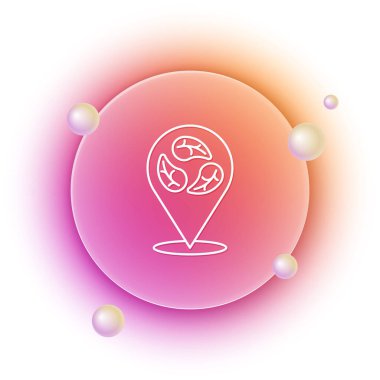 Beyaz arka planda izole edilmiş beyaz vejetaryen beslenme ikonu. Organik, biyolojik, ekolojik sembol. Vejetaryen, et yok, laktozsuz, sağlıklı, taze ve şiddet içermeyen yiyecekler. Turuncu ve pembe eğimli çember arka planı. Vektör.