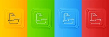 Beyaz Küvet ikonu renkli arka planda izole edilmiş. Kare düğmelere simgeleri yerleştir. Vektör.