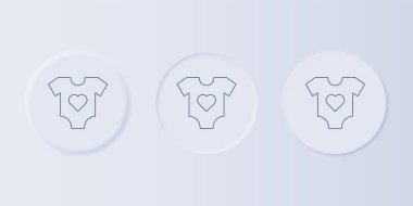 Gri bebek kıyafetleri ikonu gri arka planda izole edilmiş. Bebek kıyafetleri, erkek ve kız için. Bebek kıyafeti. Kare düğmelere simgeleri yerleştir. Vektör.