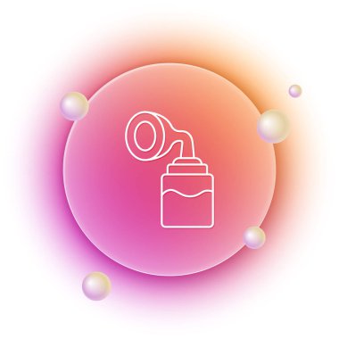 Beyaz Göğüs pompası simgesi beyaz arkaplanda izole edildi. Turuncu ve pembe eğimli çember arka planı. Vektör.