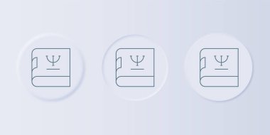 Gri Psikoloji kitabı ikonu gri arka planda izole edilmiş. Psi sembolü. Akıl sağlığı konsepti, psikanaliz analizi ve psikoterapi. Kare düğmelere simgeleri yerleştir. Vektör.