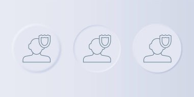 Gri arkaplanda gri psikoloji ikonu var. Psi sembolü. Akıl sağlığı konsepti, psikanaliz analizi ve psikoterapi. Kare düğmelere simgeleri yerleştir. Vektör.