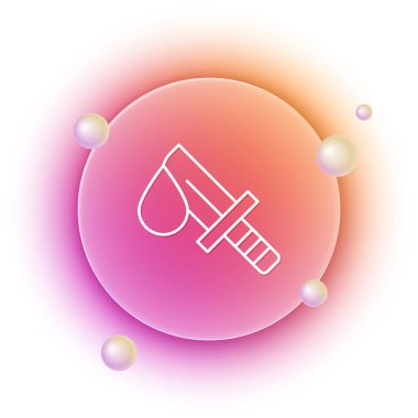 Beyaz arka planda beyaz kanlı bıçak ikonu var. Turuncu ve pembe eğimli çember arka planı. Vektör.