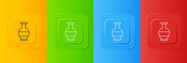 Beyaz Kadim amfora simgesi renkli arkaplanda izole edilmiş. Kare düğmelere simgeleri yerleştir. Vektör.