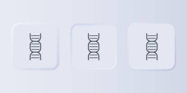 Gri arkaplanda gri DNA sembolü izole edildi. Kare düğmelere simgeleri yerleştir. Vektör.