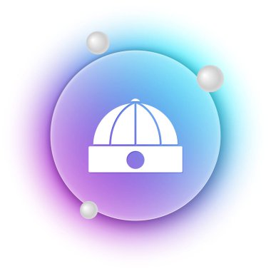 Beyaz Çin şapkası simgesi beyaz arkaplanda izole edilmiş. Mavi ve mor eğimli çember arkaplan. Vektör.