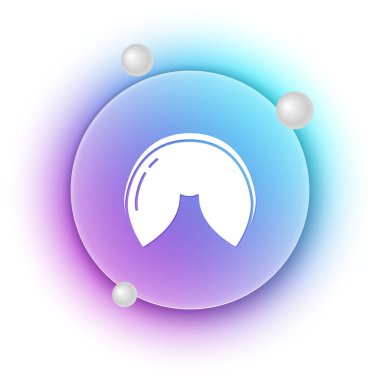 Beyaz Çin fal kurabiyesi ikonu beyaz arka planda izole edilmiş. Geleneksel Asya. Mavi ve mor eğimli çember arkaplan. Vektör.