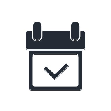 Beyaz arkaplanda işaretleme simgesine sahip Siyah Takvim. Vektör.