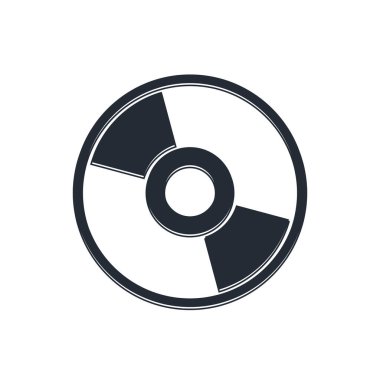 Beyaz arkaplanda siyah CD veya DVD disk simgesi izole edildi. Küçük disk işareti. Vektör.