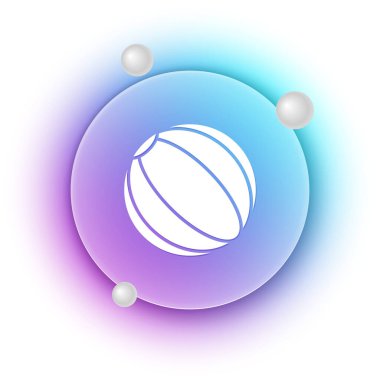 Beyaz Sahildeki top ikonu beyaz arkaplanda izole edilmiş. Mavi ve mor eğimli çember arkaplan. Vektör.