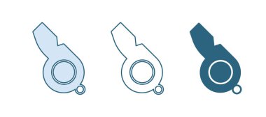 Mavi Düdük simgesi beyaz arkaplanda izole edildi. Hakem sembolü. Spor ve spor burcu. Vektör.