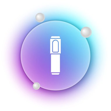 Beyaz İşaretli kalem simgesi beyaz arkaplanda izole edildi. Mavi ve mor eğimli çember arkaplan. Vektör.