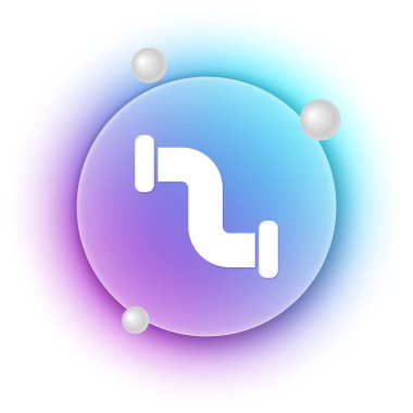 Beyaz Sanayi metalik boru ikonu beyaz arka planda izole edildi. Tesisat boru hattının farklı şekillerde parçaları. Mavi ve mor eğimli çember arkaplan. Vektör.