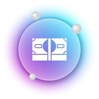 White Stacks kağıt para para ikonu beyaz arka planda izole. Para desteleri. Para birimi. Mavi ve mor eğimli çember arkaplan. Vektör.