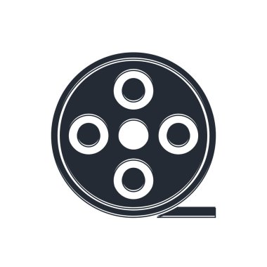 Siyah Film makarası simgesi beyaz arkaplanda izole edildi. Vektör.