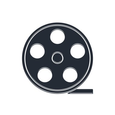 Siyah Film makarası simgesi beyaz arkaplanda izole edildi. Vektör.