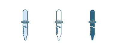 Mavi Pipette simgesi beyaz arkaplanda izole edildi. Tıbbi elementler, kimya laboratuarı ekipmanları. Tıp sembolü. Vektör.