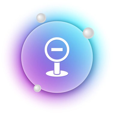 Beyaz arkaplanda Beyaz Dur simgesi izole edildi. Trafik yönetmeliklerine göre dur işareti. Mavi ve mor eğimli çember arkaplan. Vektör.