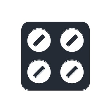 Siyah haplar beyaz arka planda izole edilmiş. İlaç paketi. Tablet, vitamin, antibiyotik, aspirin. Vektör.