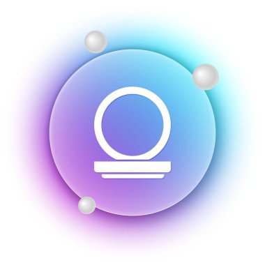 Beyaz arka planda izole edilmiş ayna ikonlu beyaz makyaj tozu. Mavi ve mor eğimli çember arkaplan. Vektör.