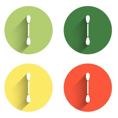 Kulak simgesi için uzun gölgeli pamuk çubuğu hazırlayın. Renkli daire düğmesi. Vektör.