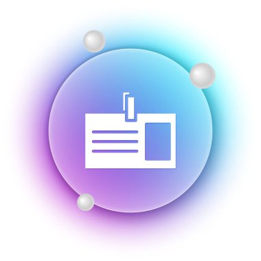 Beyaz arkaplanda beyaz kimlik ikonu izole edildi. Sunum için, şirketin kimliği için, reklam için kullanılabilir. Mavi ve mor eğimli çember arkaplan. Vektör.