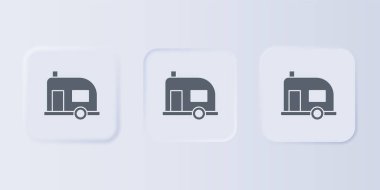 Gri karavan kampı ikonu gri arka planda izole edildi. Gezici ev, karavan, yolculuk için ev karavanı. Kare düğmelere simgeleri yerleştir. Vektör.