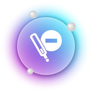 Tıbbi inceleme ikonu için beyaz termometre beyaz arka planda izole edildi. Mavi ve mor eğimli çember arkaplan. Vektör.