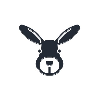 Siyah Tavşan kafası simgesi beyaz arkaplanda izole edildi. Vektör.
