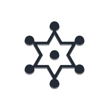 Siyah Hexagram Şerif ikonu beyaz arka planda izole edildi. Polis rozeti ikonu. Vektör.