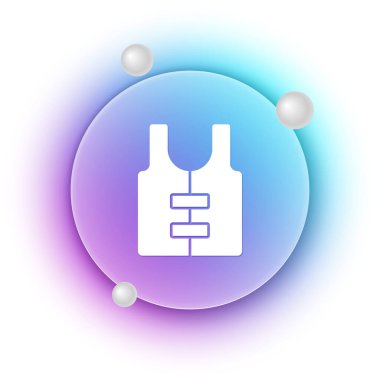 Beyaz Hayat ceketi simgesi beyaz arkaplanda izole edildi. Can yeleği ikonu. Olağanüstü bir spor. Spor malzemeleri. Mavi ve mor eğimli çember arkaplan. Vektör.