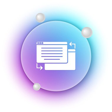 Beyaz UI ya da UX tasarım simgesi beyaz arkaplanda izole edildi. Mavi ve mor eğimli çember arkaplan. Vektör.