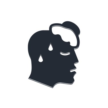 Siyah yüksek vücut ısısı ya da beyaz arka planda izole edilmiş ateş ikonu. Hastalık, soğuk algınlığı, grip belirtileri. Vektör.