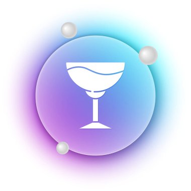 Beyaz arka planda izole edilmiş beyaz şarap cam ikonu. Şarap kadehi işareti. Mavi ve mor eğimli çember arkaplan. Vektör.