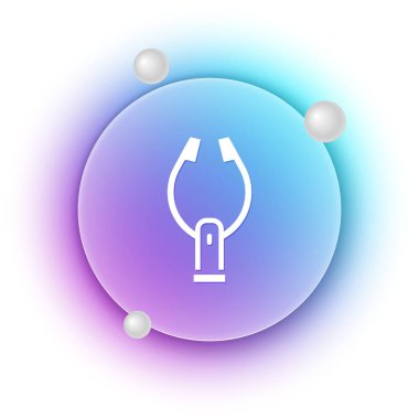 Beyaz et maşası simgesi beyaz arkaplanda izole edildi. Barbekü maşası imzası. Barbekü ve ızgara aleti. Mavi ve mor eğimli çember arkaplan. Vektör.