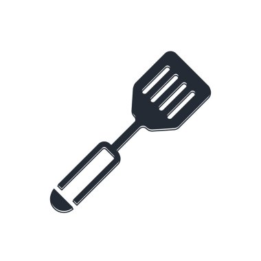 Siyah Spatula simgesi beyaz arkaplanda izole edildi. Mutfak spatula ikonu. Barbekü spatula işareti. Barbekü ve ızgara aleti. Vektör.