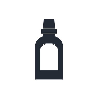 Çamaşır deterjanı, çamaşır suyu, bulaşık deterjanı ya da beyaz arka planda izole edilmiş başka bir temizlik malzemesi için siyah plastik şişe. Vektör.