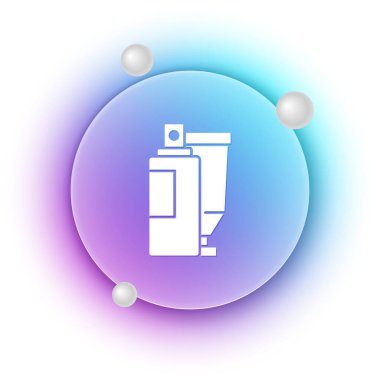 Beyaz arka planda beyaz krem ya da losyon kozmetik tüp ikonu var. Kadınlar için vücut bakım ürünleri. Mavi ve mor eğimli çember arkaplan. Vektör.