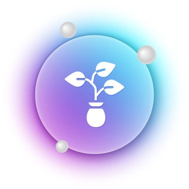 Beyaz Bitki simgesi beyaz arkaplanda izole edildi. Tohum ve tohum. İşaret bırakıyor. Yaprak doğası. Mavi ve mor eğimli çember arkaplan. Vektör.