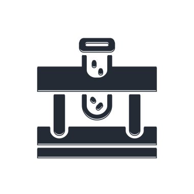 Beyaz zemin üzerinde iksir ikonu olan siyah şişe. Sihirli iksirli matara. Vektör.