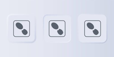 Gri arka planda izole edilmiş gri insan ayak izi ikonu. Ayakkabı tabanı. Kare düğmelere simgeleri yerleştir. Vektör.