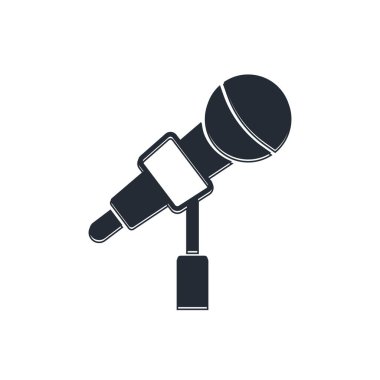 Beyaz arkaplanda siyah mikrofon simgesi izole edildi. Radyodaki mikrofondan. Sözcü işareti. Vektör.