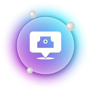 Beyaz sprey, beyaz arkaplanda izole edilmiş başlık simgesini temizleyebilir. Mavi ve mor eğimli çember arkaplan. Vektör.