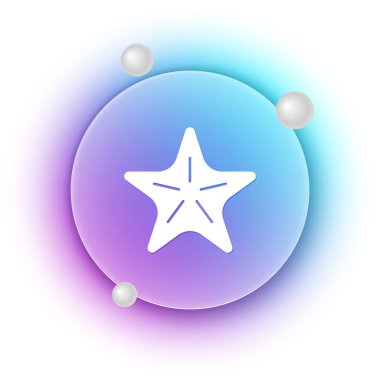 Beyaz denizyıldızı simgesi beyaz arkaplanda izole edilmiş. Mavi ve mor eğimli çember arkaplan. Vektör.