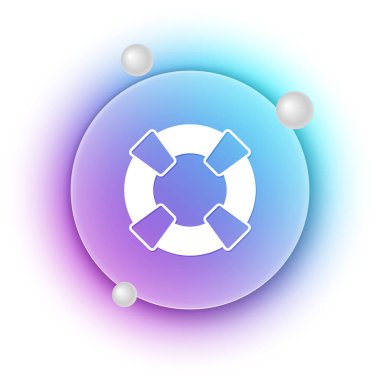 Beyaz Lifebuoy simgesi beyaz arkaplanda izole edildi. Can simidi sembolü. Mavi ve mor eğimli çember arkaplan. Vektör.