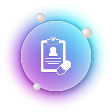 Beyaz tıbbi reçete simgesi beyaz arkaplanda izole edilmiş. RX formu. Yemek tarifi. Eczane ya da ilaç sembolü. Mavi ve mor eğimli çember arkaplan. Vektör.