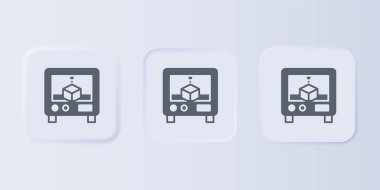 Gri arkaplanda Gri 3D yazıcı simgesi izole edildi. 3D baskı. Kare düğmelere simgeleri yerleştir. Vektör.