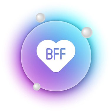 Beyaz BFF ya da en iyi arkadaşlar daima beyaz arka planda izole edilmiş ikon. Mavi ve mor eğimli çember arkaplan. Vektör.